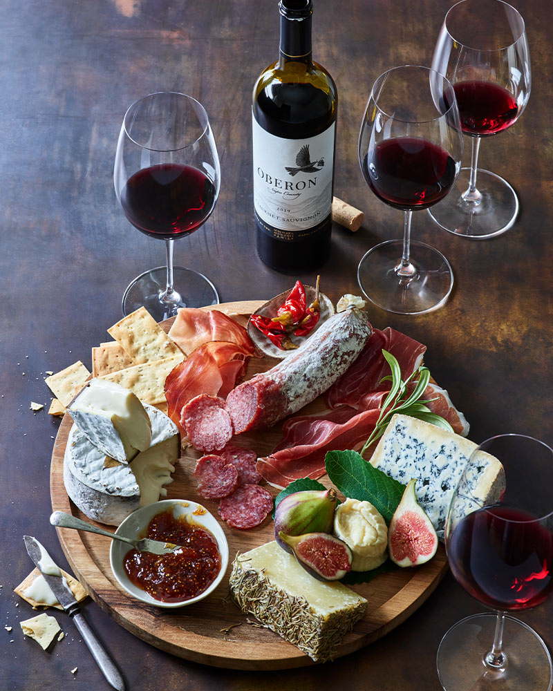 Oberon Wines with cheese and charcuterie